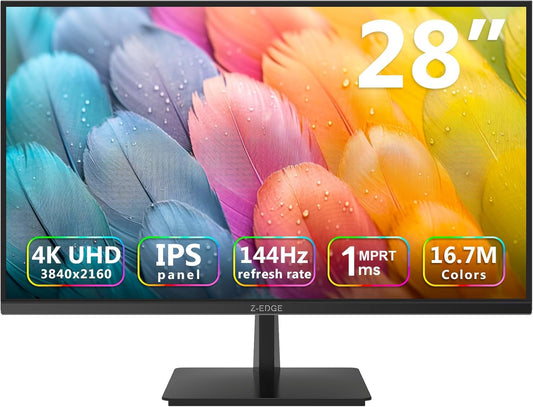 4K Monitor, Z-Edge 28 Inch IPS Monitor, UHD 3840 x 2160 IPS Computer Monitor, 300cd/m², 120Hz Refresh Rate, 4ms Response Time, U28I4K Ultra Thin Bezel