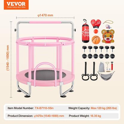 VEVOR Trampoline voor kinderen, roze (trampoline 140 cm)