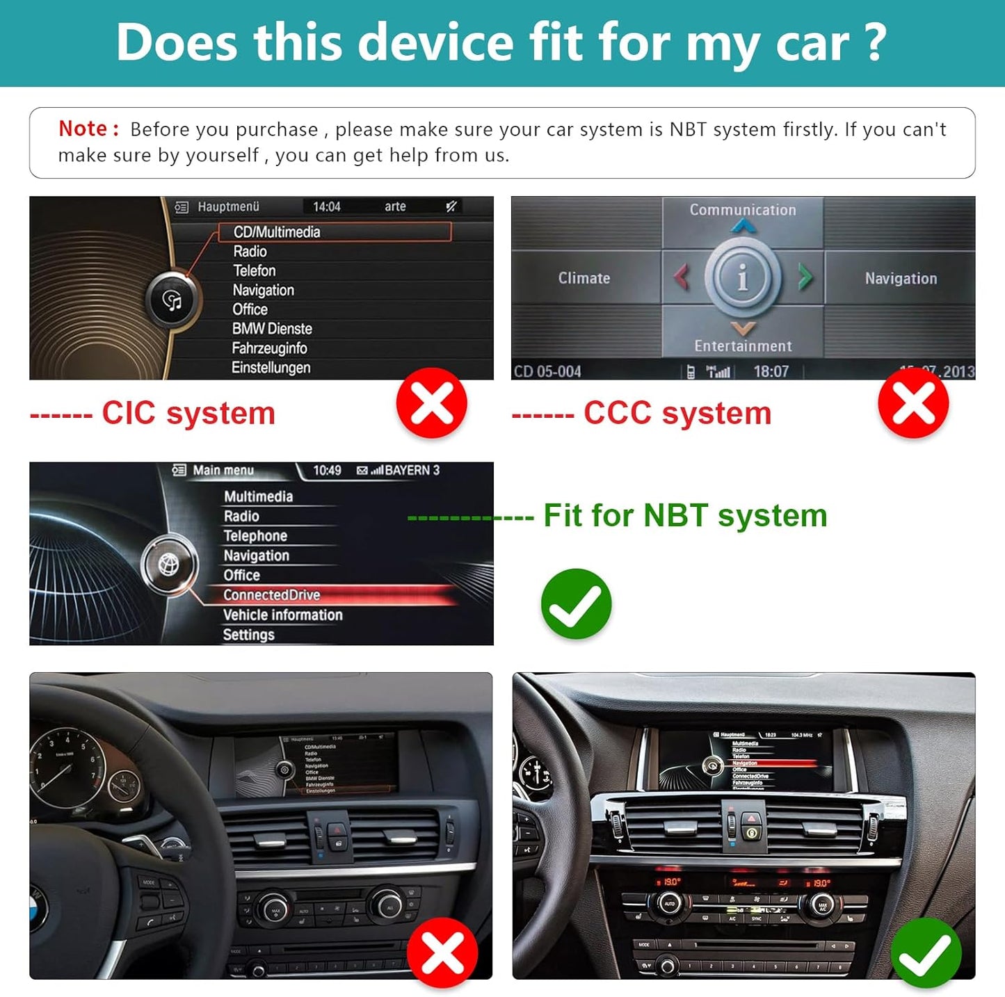 Ninetom 10,25 inch autoradio touchscreen voor 2013-2016 BMW X3/X4-serie F25 F26 met NBT-systeem, ondersteuning voor Apple CarPlay/Android Auto/Mirrorlink/navigatie, autoradio-upgrade
