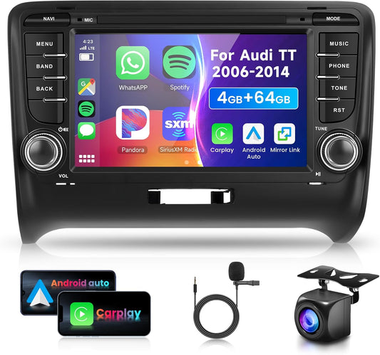 7" Bluetooth Autoradio – 2-DIN Radio – Multimedia Systeem – CarPlay Android Auto – WiFi GPS Navigatie – AHD Achteruitrijcamera – 4GB RAM 64GB ROM