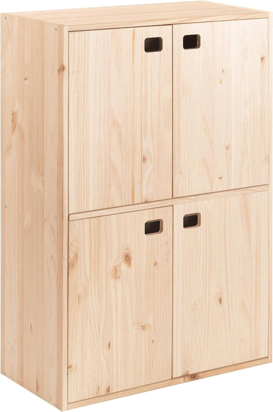 Astigarraga Kit Line Kast met 4 deuren en 4 planken, grenenhout, 105,4 x 70,8 x 33 cm