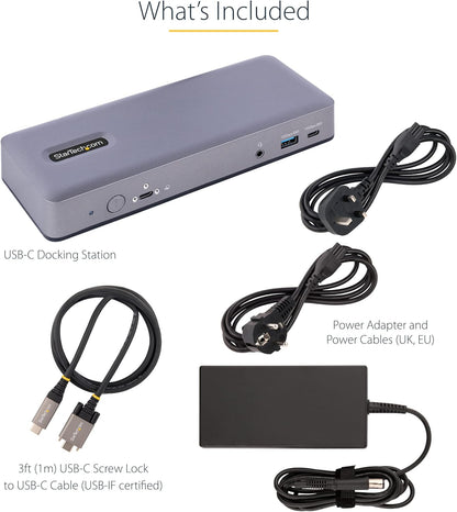StarTech.com USB-C Docking Station, Multi Monitor USB-C Dock, HDMI/DP/DP Alt-mode, 3x 4K30 / 2x 4K60, 7x USB Hub, 60W Power Delivery, GbE, 3.5mm Audio, Works With Chromebook Certified (DK31C3MNCRUE)