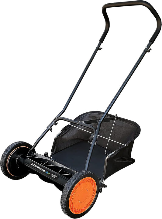 Handgrasmaaier – Kooimaaier – Gazonmaaier – Grasmaaier – Manuale Grasmaaier – 7 Warmtebehandelde Messen – Maaibreedte 45,7 cm met Opvangmand