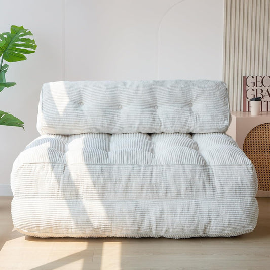 MAXYOYO Opvouwbare slaapbank, converteerbare slaapstoel met kussen, matras met rugsteun, draagbaar stoelbed, comfortabele lounge voor woonkamer, slaapkamer, beige, dubbel