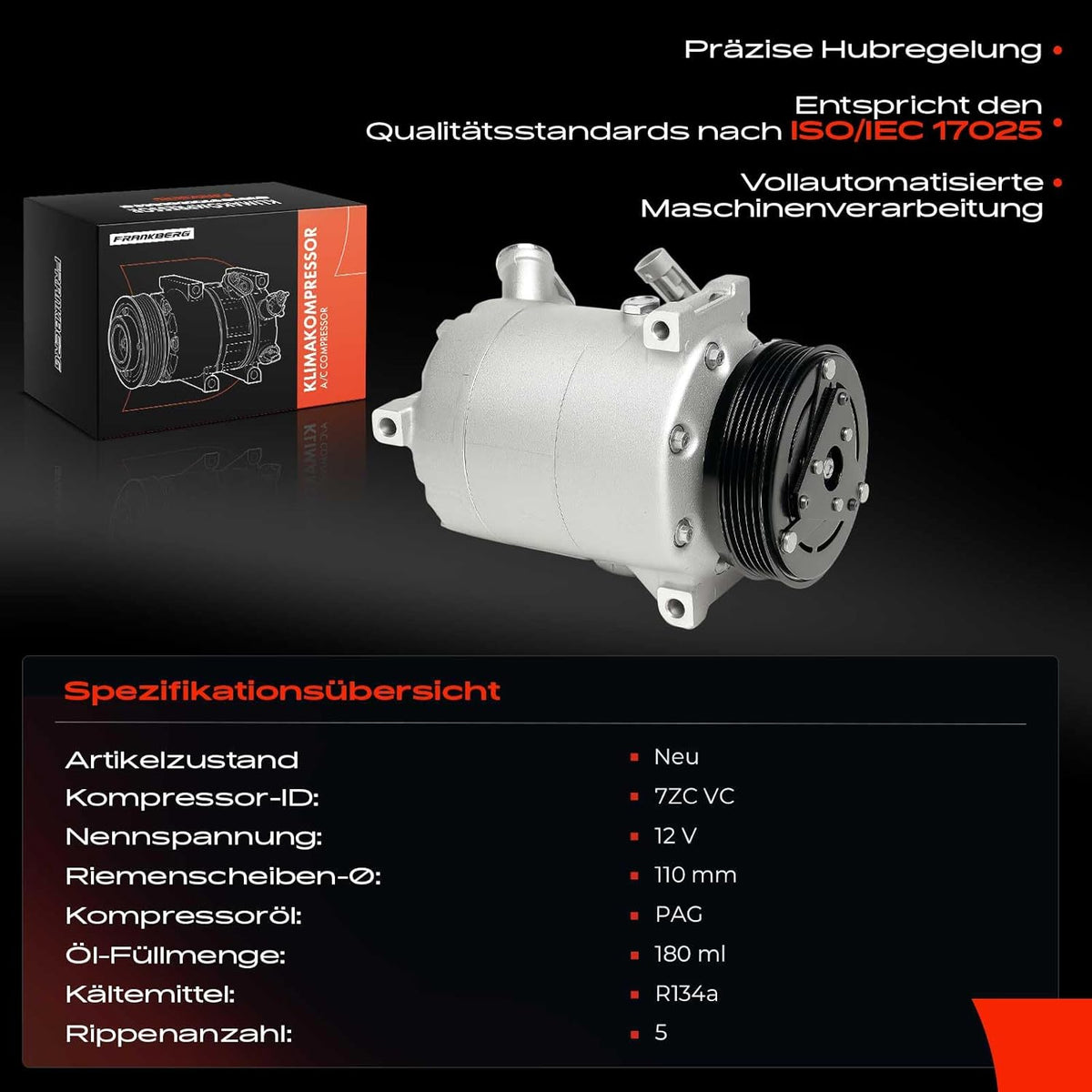 Frankberg 24421019 Airconditioning Compressor Airconditioning Magnetische koppeling Compressor voor airconditioning Vervanging # 24421019
