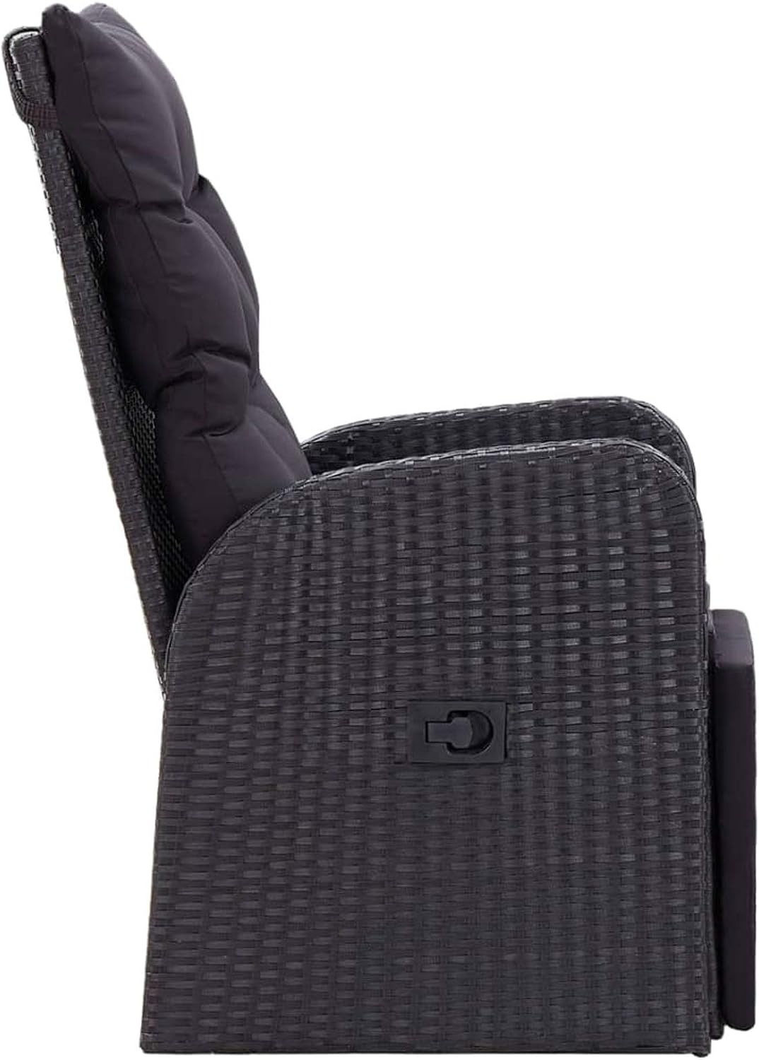 Tidyard Polyrattan Garden Chair with Backrest Black with Cushion Rattan Garden Chair 57 x 73 x 105 cm - QUORE