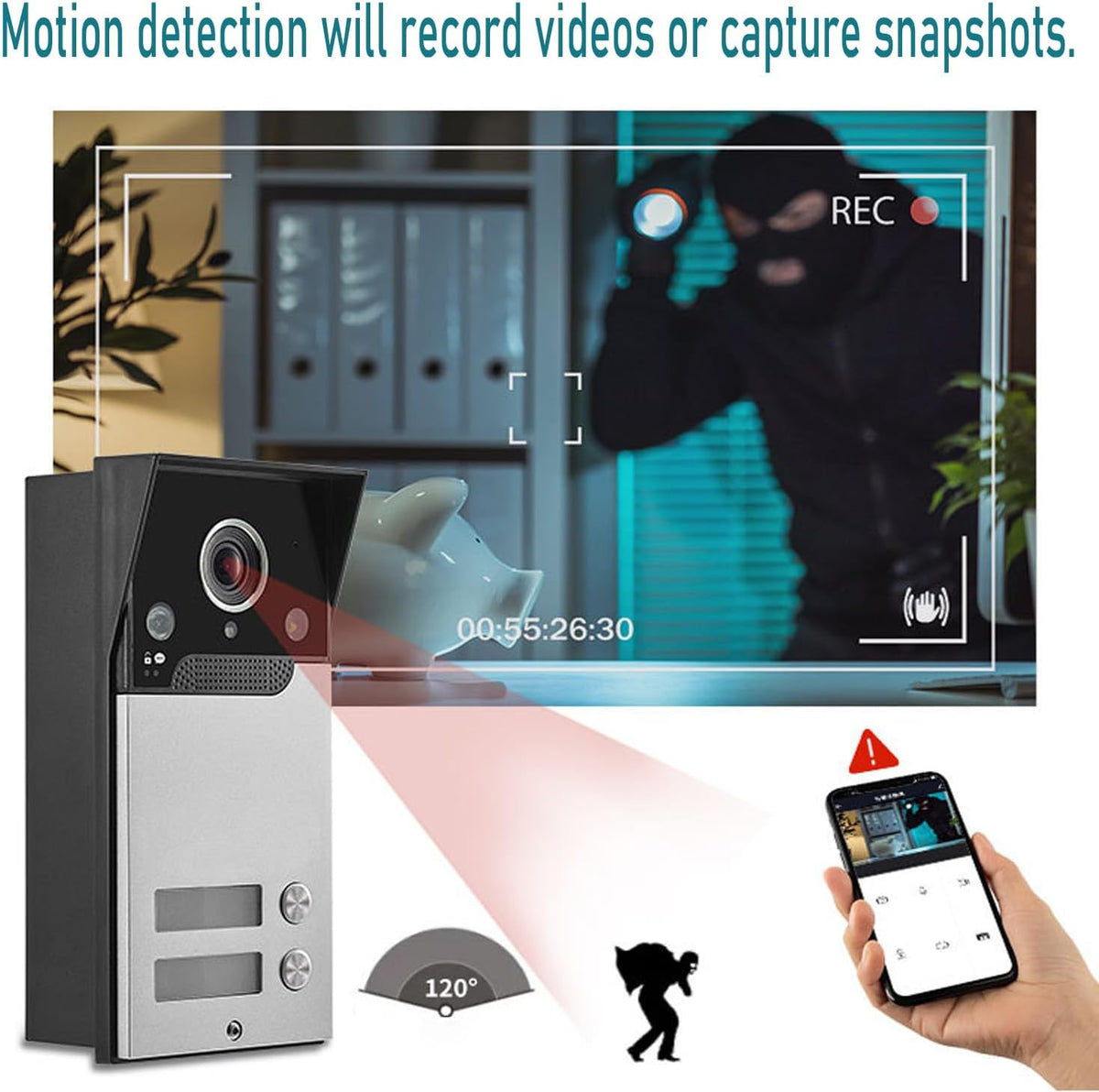Wifi Tuya Bedrade Video Intercom 2-unit Voor Home Deurbel Video Telefoon Systeem, 7-inch Indoor Monitor Touch Screen, 1080p HD Camera Nachtzicht, Pir Motion Detection, Woning/kantoor/hotel/villa