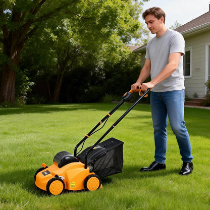 Hoteche 1300 W elektrische verticuteermachine, 2500 omw/min 320 mm werkbreedte, 35 l grasopvangbak, oranje-zwart, verfdoos