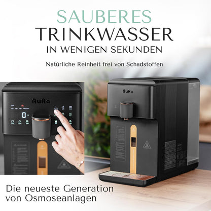 AuRa Osmosis Plant Drinking Water [6L] - Pure Water Filter Hot Water Dispenser & Hydrogen Water Dispenser, Reverse Osmosis System with Tank | Osmosis Water Dispenser for Home or - QUORE