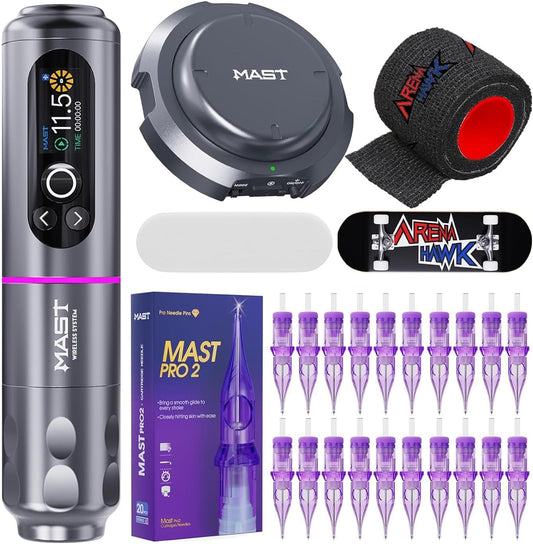 Draadloze Tattoomachine – Tattoo Pen – Rotary Machine – Tatoeëerpen – Tattoo Gun – Borstelloze Motor – 2000mAh Accu Met Smart Scherm