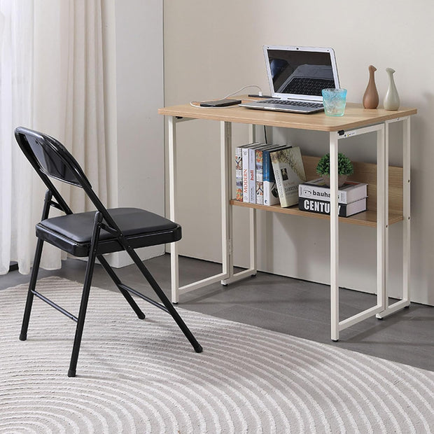 Computertafel - Computerbureau - Laptoptafel - Inklapbaar Kleine Tafel - Werktafel - Bijzettafel - met Wieltjes - Opvouwbare - IndustriëLe Stijl - voor - Thuis - Kantoor - 80 x 58 x 79 cm - Esdoornkleur