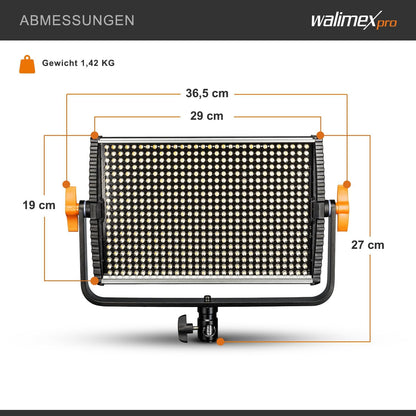 Led-Videolamp Daglicht – Continu Licht – Led-Paneellamp – Fotolamp – Daglichtlamp – 54 Watt, 900 Leds – Dimbaar 10-100%, 5600 K, CRI ≥97