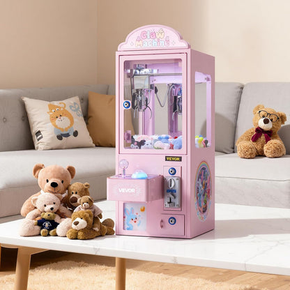 VEVOR Klauwmachine voor meetspellen, 30 W, met licht- en geluidseffecten, stalen klauwmodus, compatibel met pluche dieren van 40 tot 80 mm, ideaal voor thuisbioscopen en games, roze