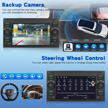 2G+64G Android Car Stereo for Ford Transit Fiesta Focus Galaxy Mondeo Fusion Kuga C-Max S-Max with Wireless Carplay & Android Auto, Touch Screen Car Radio with WiFi, GPS Navigation, Bluetooth, FM RDS