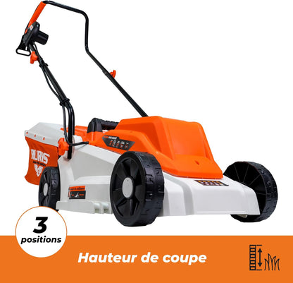 RURIS Elektrische grasmaaier RXE1200, 1200 W, maaibreedte 320 mm, in hoogte verstelbaar 25/45/60 mm, opvangbak 30 l, 3100 omw/min
