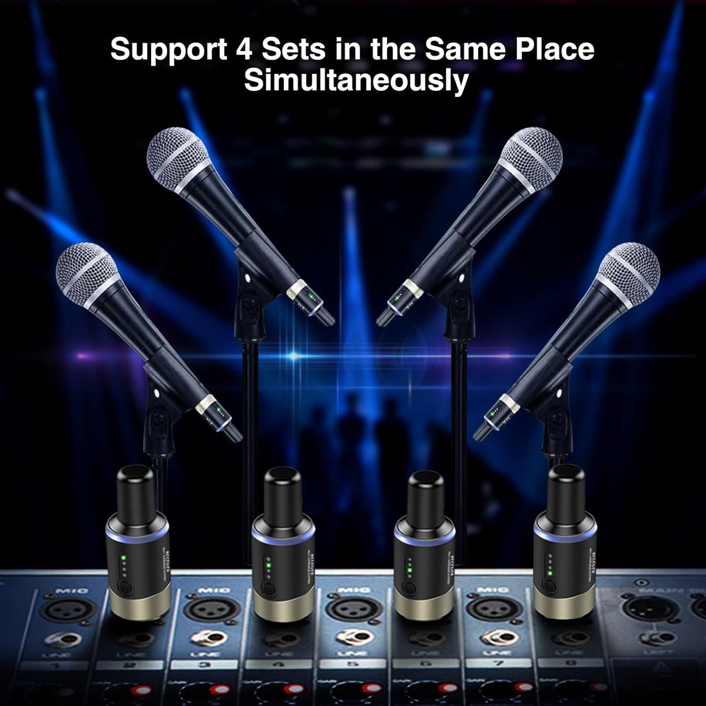 LEKATO 5,8 GHz draadloze microfoon zender ontvanger plug-in XLR microfoon draadloos systeem voor dynamische microfoon, audio mixer, digitale reflexcamera, geluidssysteem