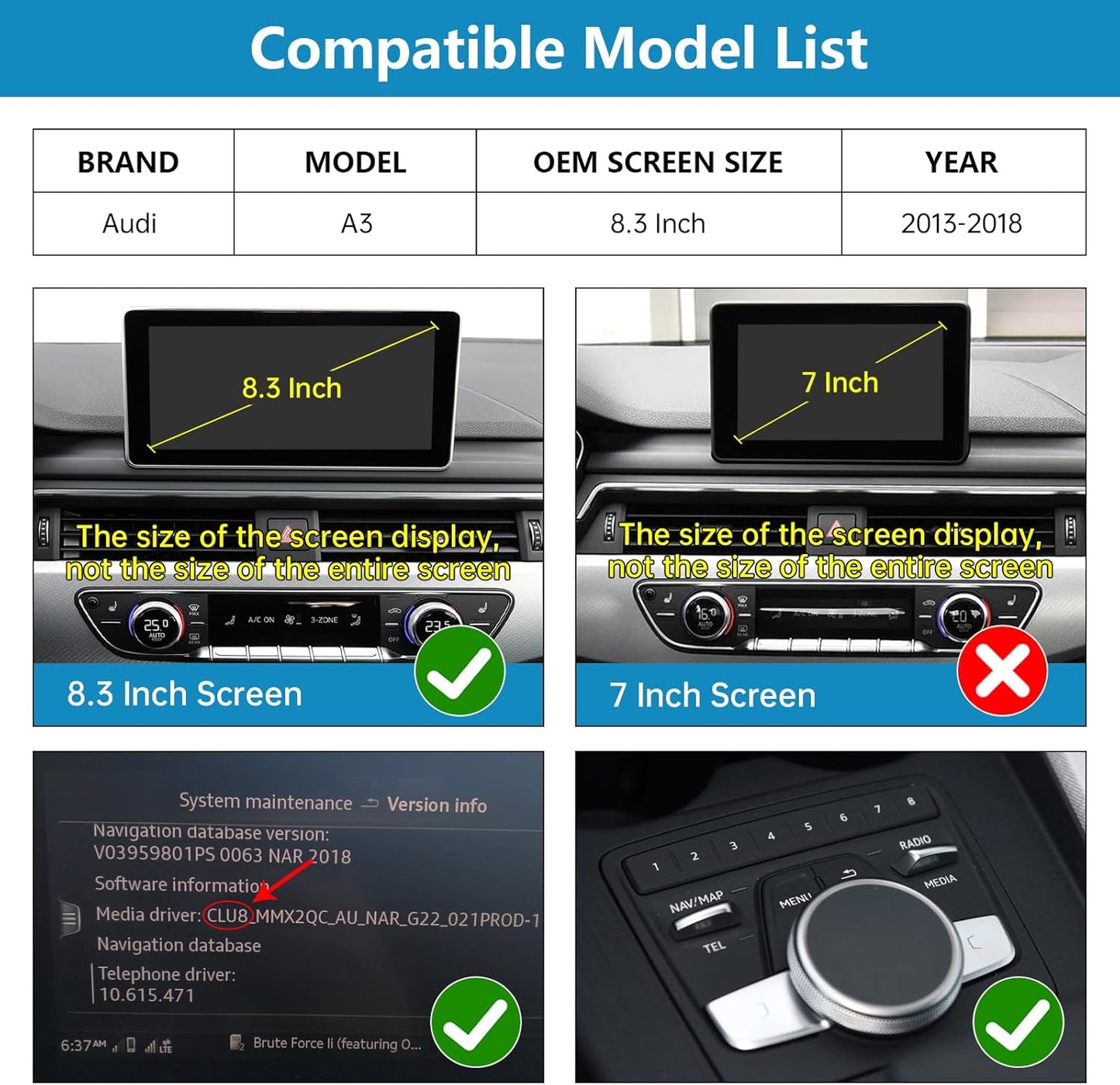 Ninetom 12.3'' Car Radio, Apple CarPlay/Android Auto/Mirrorlink/GPS for Audi A4 A5 (2016-2019) with MIB System, Supports Mirrorlink, Camera, Navigation, Siri and Music - QUORE