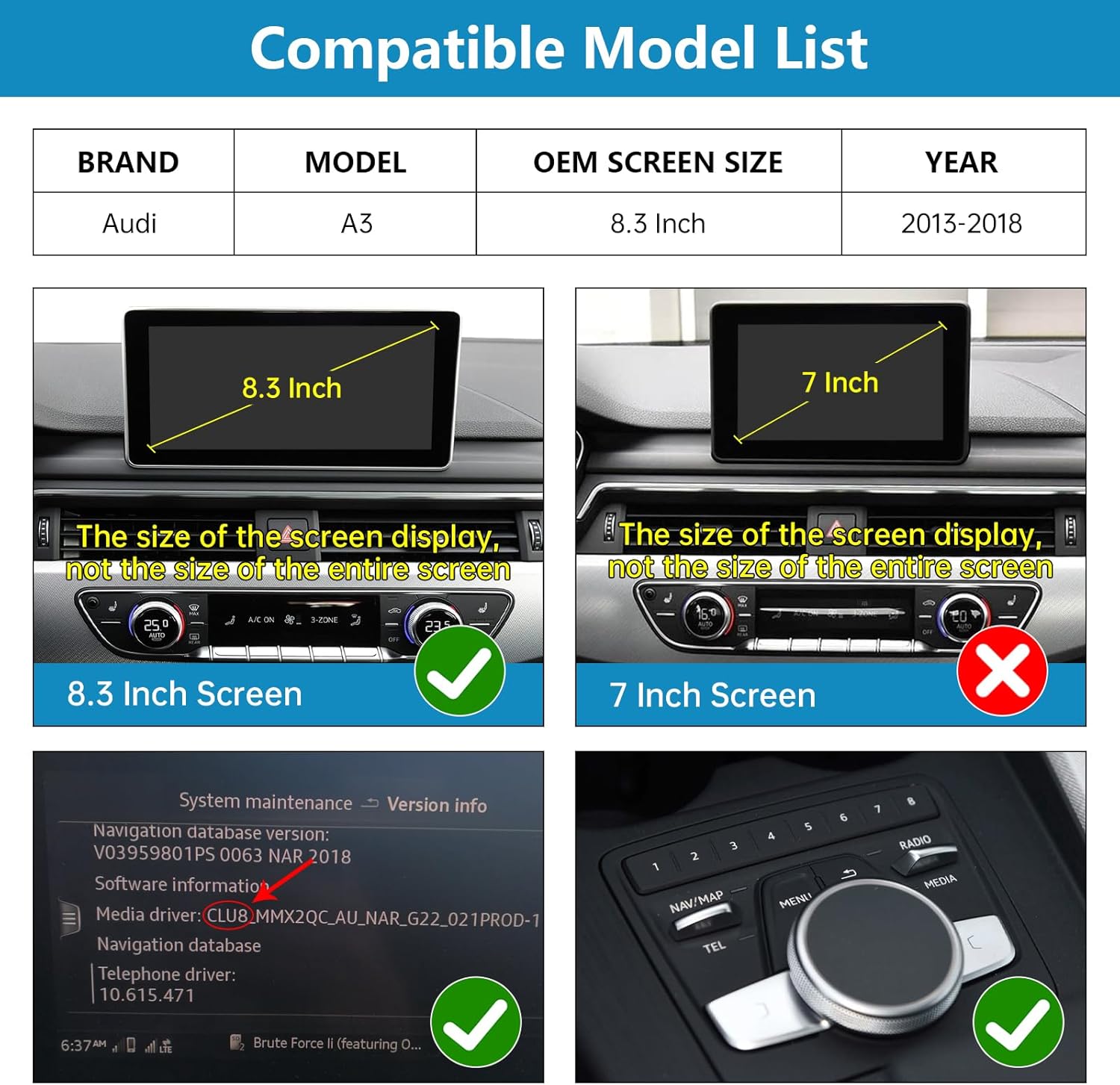 Ninetom 12.3'' Car Radio, Apple CarPlay/Android Auto/Mirrorlink/GPS for Audi A4 A5 (2016-2019) with MIB System, Supports Mirrorlink, Camera, Navigation, Siri and Music - QUORE