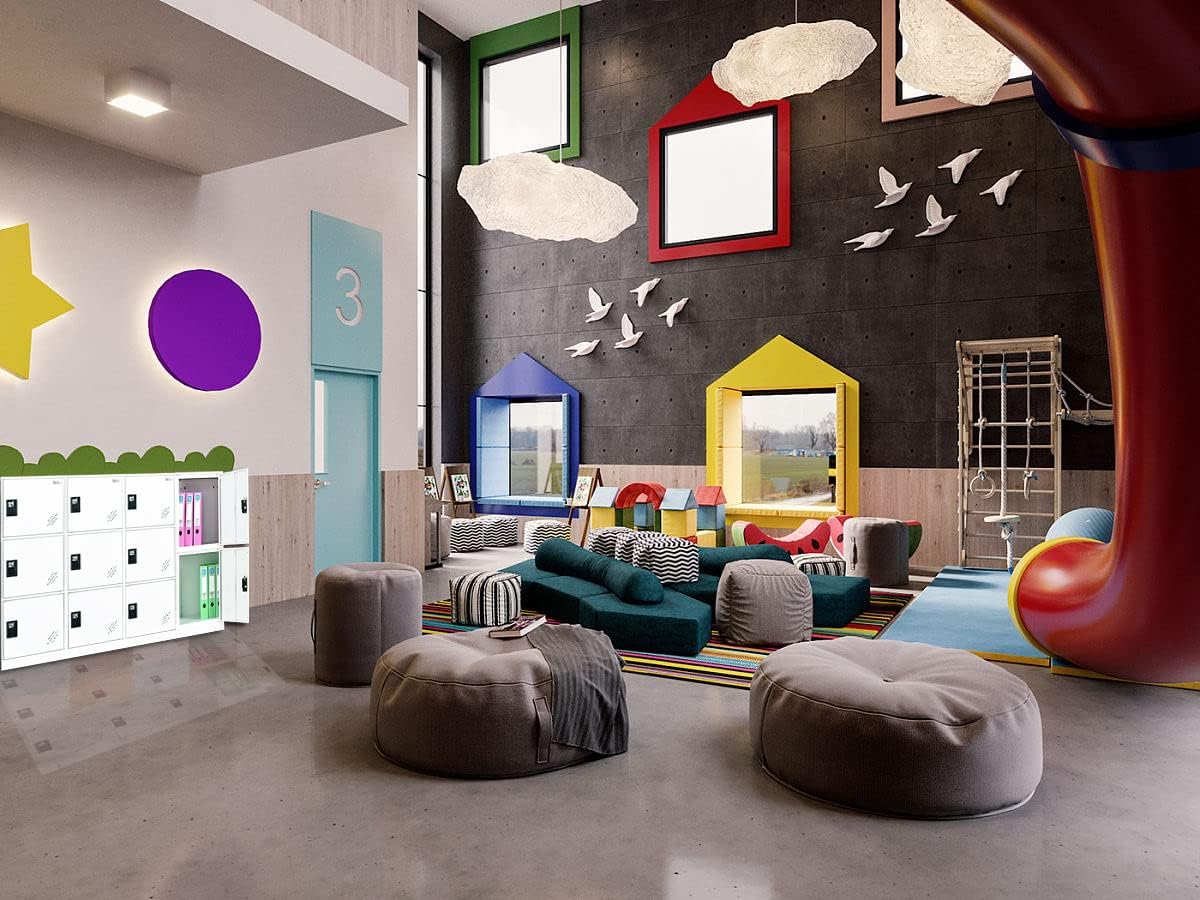 MECOLOR Klein verticaal kluisje met hangslotvergrendeling, 2 of 3 opbergvakken voor medewerkers, thuis, kantoor, school, kinderen (compleet wit, P2V) (compleet wit, P2V)