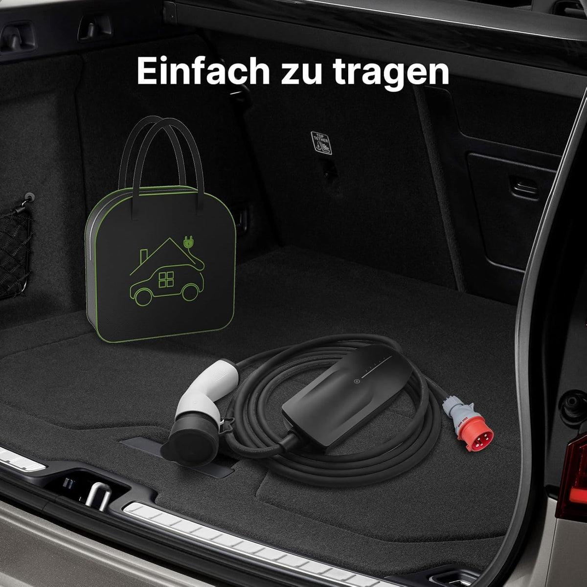 Type 2 Mobile Wallbox 11 KW met 16 A CEE-stekker, [3-fasig | 6A -16A | 6m laadkabel ] draagbare EV oplader, IP66 waterdicht mobiel laadstation voor EV PHEV draagbare tassen