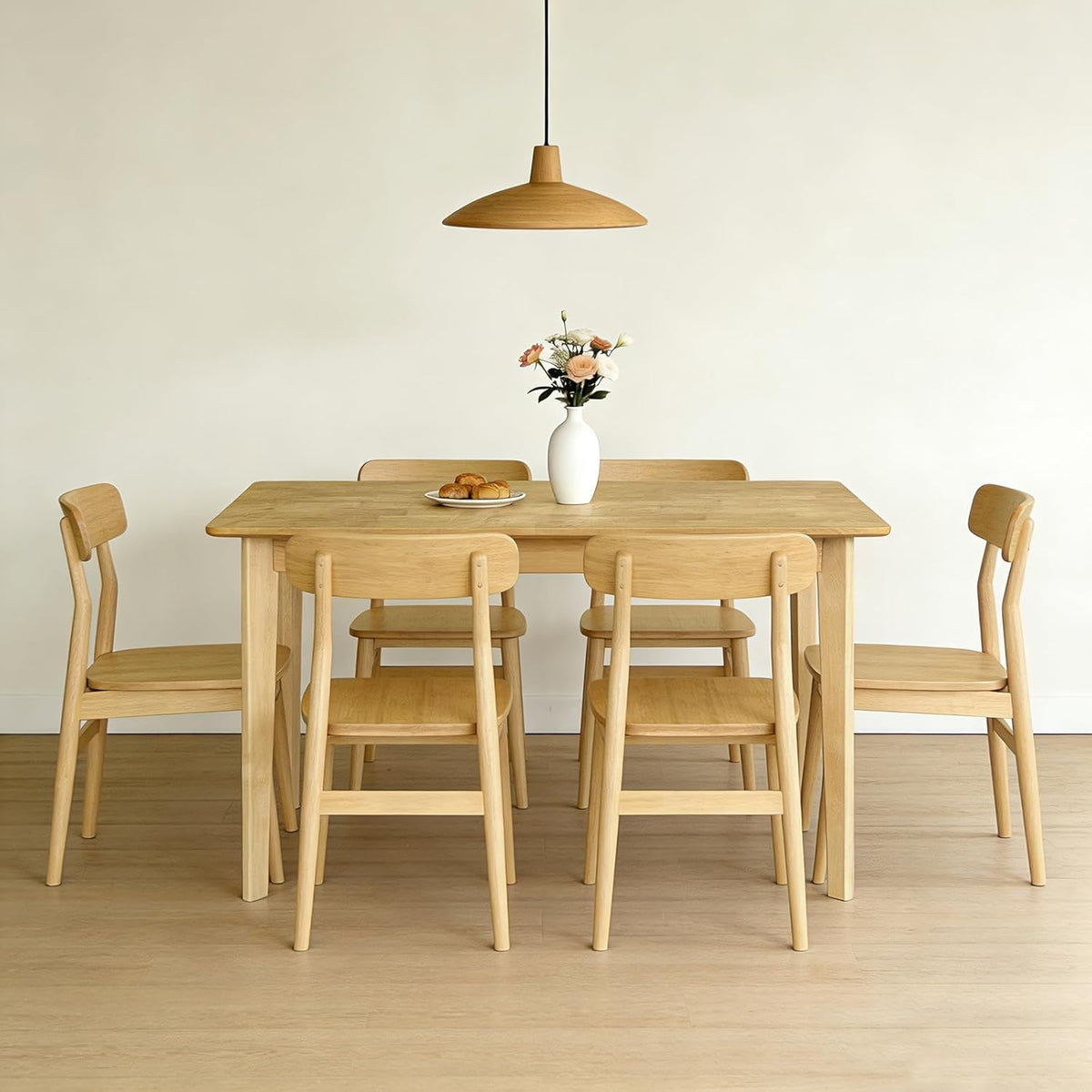 QLLY Rechthoekige eettafel van massief hout, rubberboom, eenvoudige montage, 120 cm