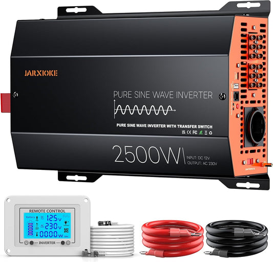 2500 W Omvormer – Spanningsomzetter – Stroomomzetter – Power Inverter – Sinusomvormer – Puur Sinusgolf Signaal – 2500 W Continu Vermogen – LCD Afstandsbediening Met Kabel