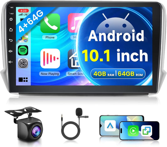 Autoradio – Auto Stereo – Multimedia Speler – Inbouw Radio – 2 Din Headunit – 10,1 Inch Touchscreen – Draadloze CarPlay & Android Auto – 4G + 64GB Opslag