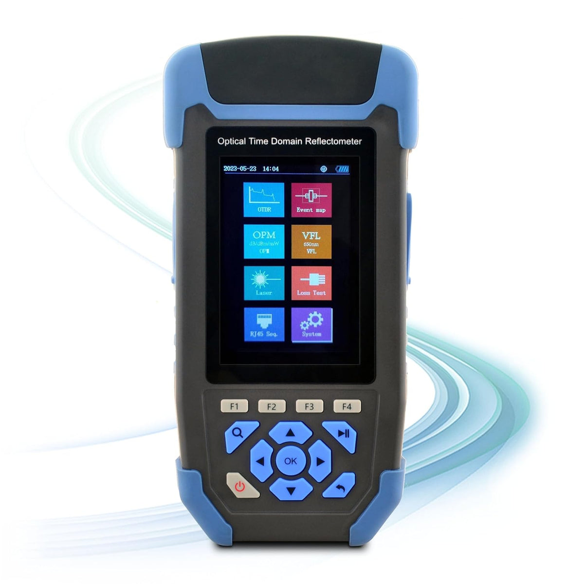 1310/1550nm 24/22dB draagbaar 4-in-1 OTDR +VFL+OPM+OLS 3,5 inch scherm, 60 km LWL-tester / optische tijdbereik-reflectometer/glasvezeltester met SC/UPC+FC/UPC+LC/UPC&APC adapter (OTDR42F-T1)