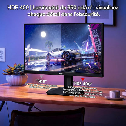 HKC 24 inch gamingmonitor, Full HD (1920 × 1080), 240 Hz Fast IPS, 1 ms, HDR400, 90% DCI-P3, tot 260 Hz overklokt, VESA 100 × 100, blauw lichtfilter, HDMI 2.0 & DisplayPort 1.4
