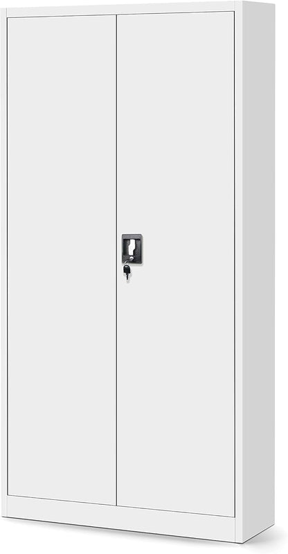 Jan Nowak by Domator24 C001D File Cabinet with Secret Compartment, Metal Cabinet, Office Cabinet, Sheet Steel, Powder Coated, 185 cm x 90 cm x 45 cm (White) - QUORE