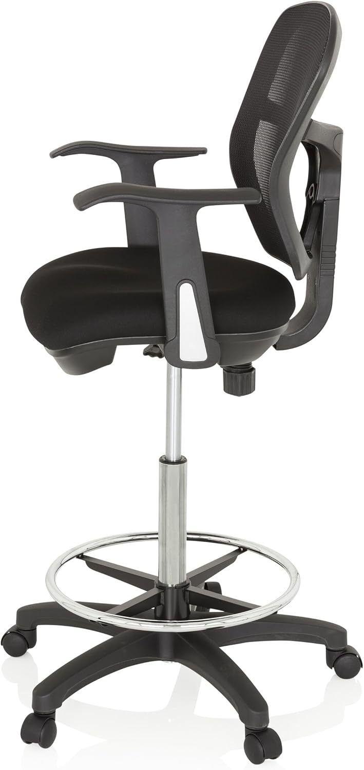 HJH OFFICE 760008 werkstoel TOP Work 108 netstof zwart ergonomische stoel met ring voetsteun