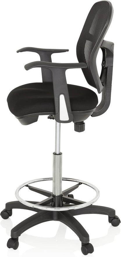 HJH OFFICE 760008 werkstoel TOP Work 108 netstof zwart ergonomische stoel met ring voetsteun