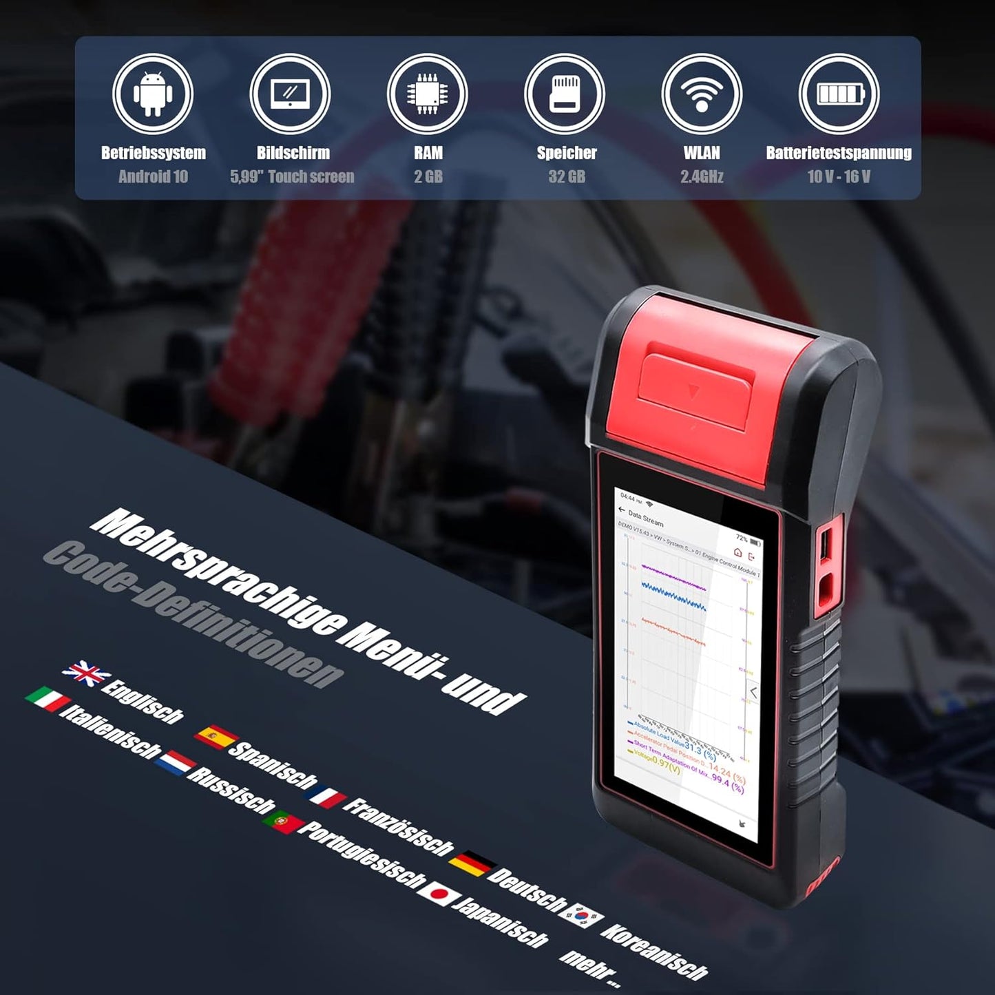 LAUNCH X431 Diagun EVO OBD2 diagnoseapparaat (OE-niveau) voor alle systemen, met ECU-codering, batterijtester, actieve test, 16 resetfuncties, videoscope-functie optioneel, ondersteunt CAN FD & DoIP