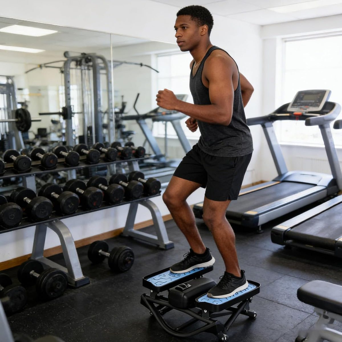 Rock Stepper trainingsapparaat - benen, billen, buikspieren en romp trainingsapparaat, zijdelingse stepper - voor vrouwen en mannen, voor thuis, woning, slaapzaal sportschool - QUORE