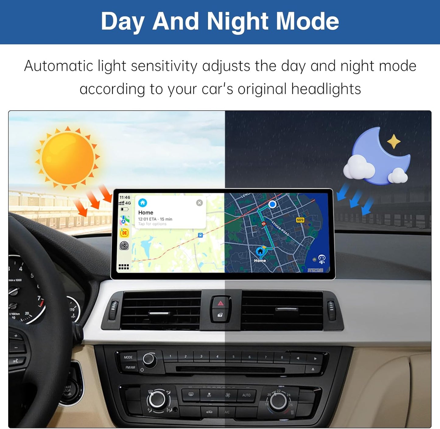 12,3 Inch Autoradio Touchscreen – Multimedia Scherm – Navigatiescherm – Infotainmentsysteem – Auto Display – Draadloze CarPlay – Android Auto – Plug & Play Installatie – HD Resolutie 1920x720