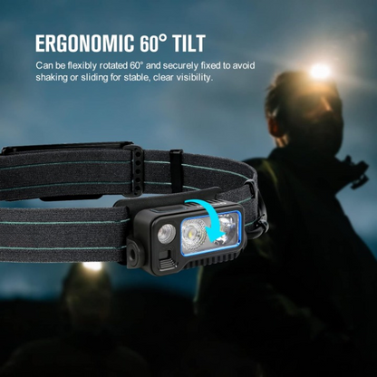 Koplamp - Hoofdlamp - USB-Oplaadbare Zaklamp - met Bewegingssensor - SOS-modus - 3 Lichtbronnen - 1500Lm - 150m Lichtbereik - voor Kamperen - Hardlopen - Wandelen - Speleologie - Noodgevallen - 3350mAh - IPX4 - Zwart