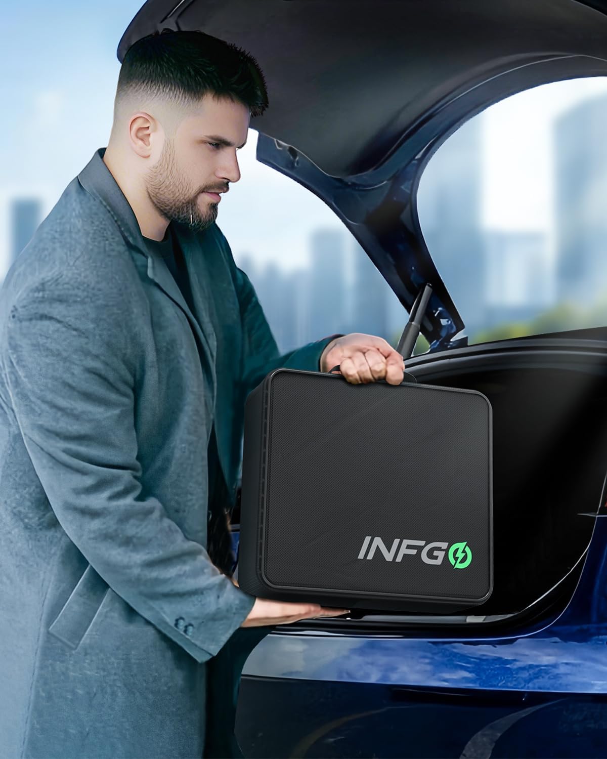 Mobiele Wallbox 11 kW [3-fasig, 12 m, 6-16 A], EV oplader met instelbaar laadvermogen en timerfunctie, type 2 oplaadkabel CEE-stekker voor model Y/3, ID.3, i4, EQB, e-tron enz., wit