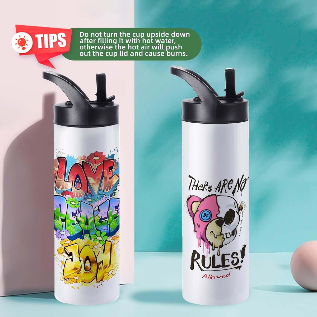 20oz Sublimation Cup for Heat Press Machine, 20 Sublimation Cup Blank Set, Double Wall Insulation, with Lid & Straw, Suitable for Mountain Climbing, Work, and Travel, (20PCS)