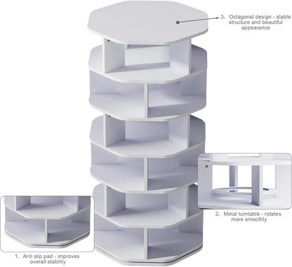 uyoyous Lazy Susan 6-Tier Rotating Shoe Cabinet, 360° Rotating Shoe Rack with 6 Levels, Modern Octagonal Design Shoe Case for Living Room, Bedroom, Entrance - QUORE