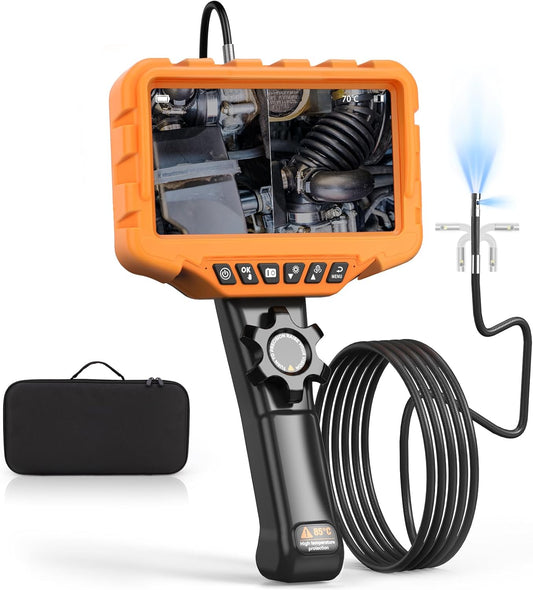 Endoscoopcamera met dubbele lens, 6,5 mm draaibare endoscoopcamera, 2-weg 210° inspectiecamera, buiscamera, 7,0 inch lcd-scherm, endoscoop, 1,6 m endoscoopcamera, beweegbare kop