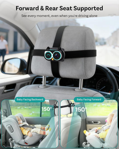 Ottocast Cabin Care CarPlay Adapter 2026, Ottocast Mini 1080P Achterbank Camera, USB-A Plug & Play, Live Weergave op Autodisplay, Alleen voor Fabrieksbedrade CarPlay