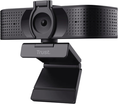 Trust Teza 4K Ultra HD Webcam, 3840x2160, met 2 Microfoons en Autofocus, 30 FPS, USB Plug & Play, Webcam voor Teams, Zoom, Skype, PC, Laptop, Mac, Macbook - Zwart