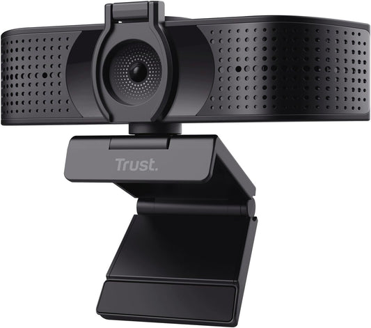 Trust Teza 4K Ultra HD Webcam, 3840x2160, met 2 Microfoons en Autofocus, 30 FPS, USB Plug & Play, Webcam voor Teams, Zoom, Skype, PC, Laptop, Mac, Macbook - Zwart