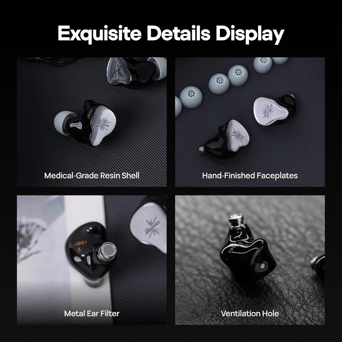 Hybride In-Ear Monitor – In-Ear Oordopjes – Bedrade Oortjes – IEM Oortjes – In-Ear Koptelefoon – Zilver – 2DD+2BA Hybride Driveropbouw – Afneembare 2-Pins Kabel