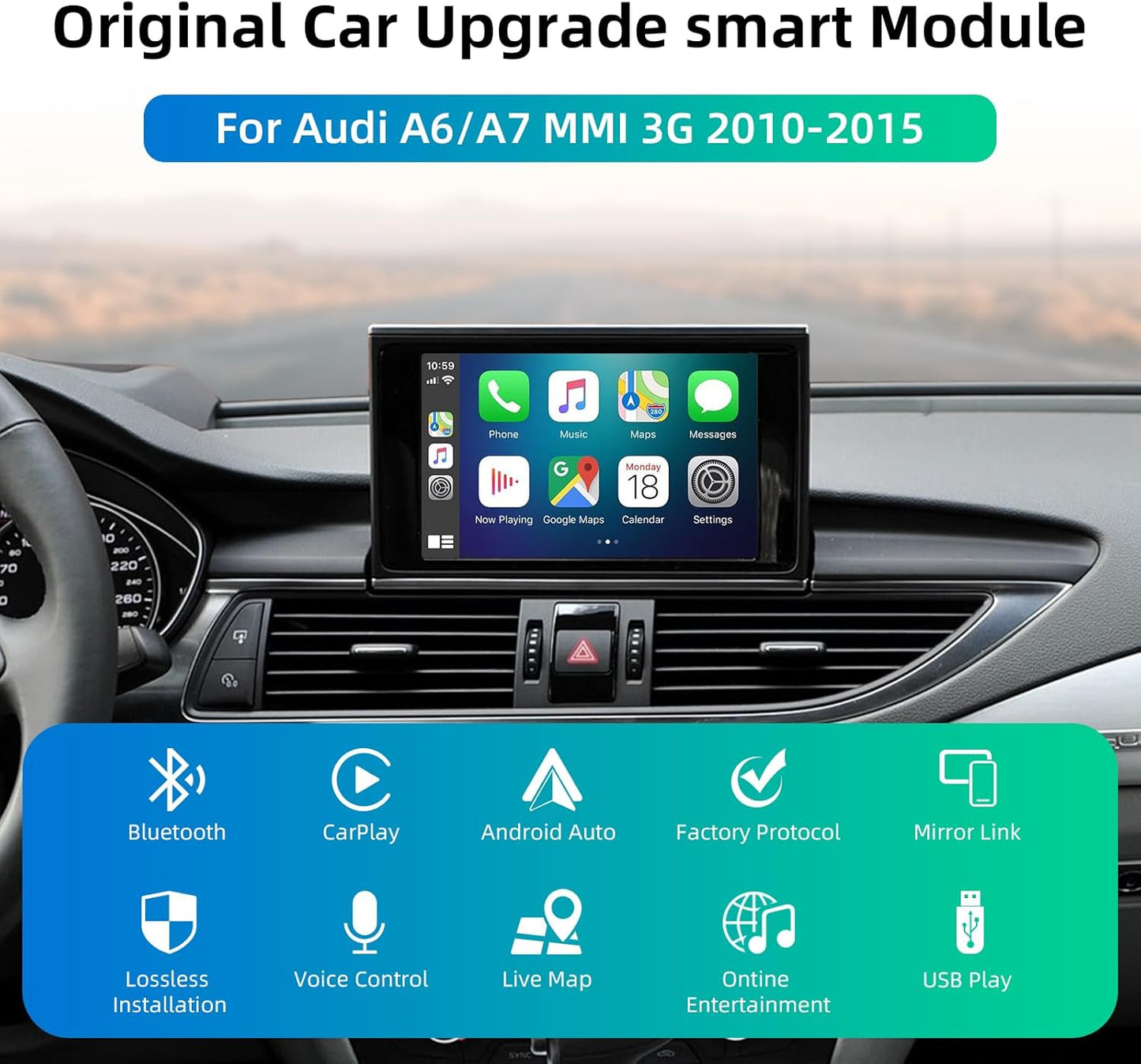 Draadloze CarPlay & Android Auto Retrofit Kit – CarPlay Adapter – Android Auto Interface – Retrofit Module – OEM Upgrade – Plug & Play Installatie – WiFi 2.4G/5.8G en Bluetooth 5.0