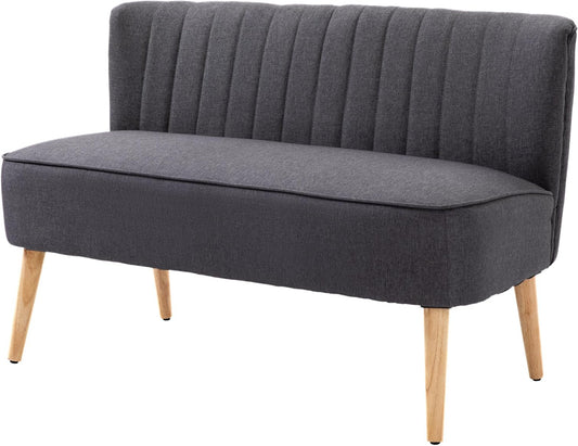 2-zitsbank – tweezitsbank – loveseat – sofa – donkergrijs – compact ontwerp – stevig houten frame
