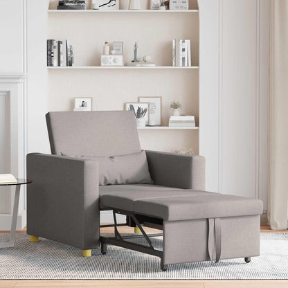 Uitschuifbare slaapbank, eenpersoons, taupe, 90 x 165 x 87 cm, stof, Scandinavische stijl, stoel voor woonkamer, slaapkamer, werkkamer, logeerkamer - QUORE