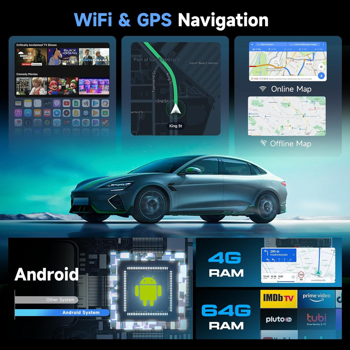 Hodozzy 4G + 64 GB autoradio voor Seat Ibiza 2009-2013 Android InCell touchscreen 9 inch Carplay Android Auto draadloos, radio 2 DIN auto voor Seat Ibiza GPS Bluetooth DSP WiFi FM RDS