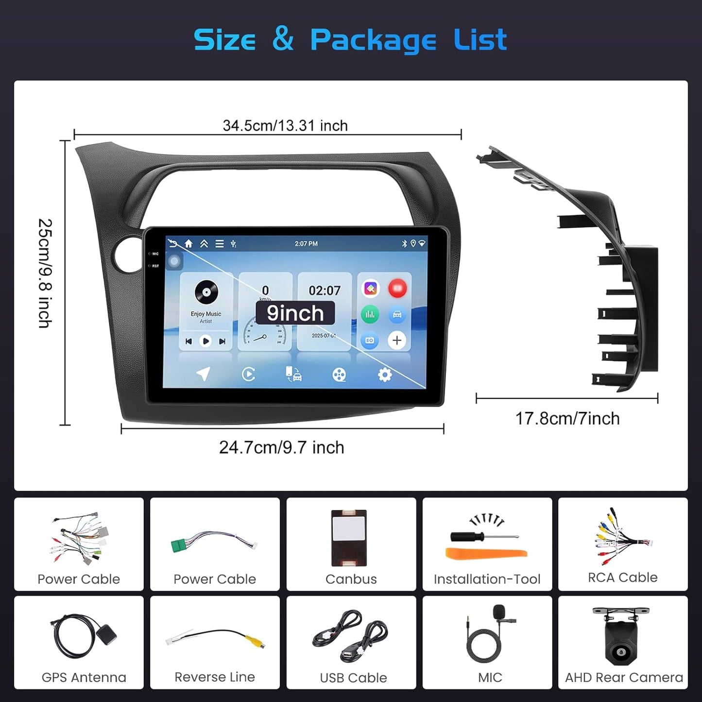 Autoradio – Multimedia Systeem – Navigatiesysteem – Auto Stereo – Dashboard Radio – 9-Inch In-Cell Touchscreen – Android 15 Met Draadloze CarPlay & Android Auto