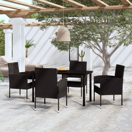 Gecheer Tuineetkamerset, 5-delig, zwart, 10# tafel voor buiten, terras, eetkamerstoelen voor buiten - QUORE